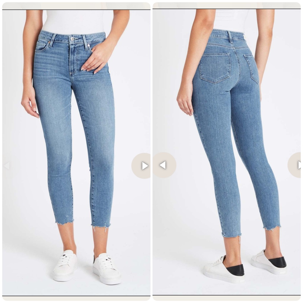 Paige Hoxton Crop High Rise Denim Stretch Jeans W32 Medium Wash